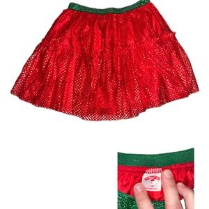 Holiday Time Red and Green Kids Glitter Skirt size 7-8